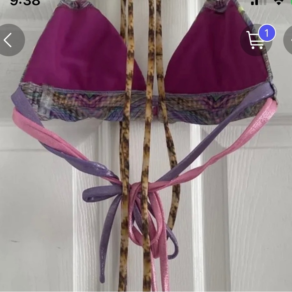 Montce Swim Purple Bikini Top Sz L - Picture 4 of 5